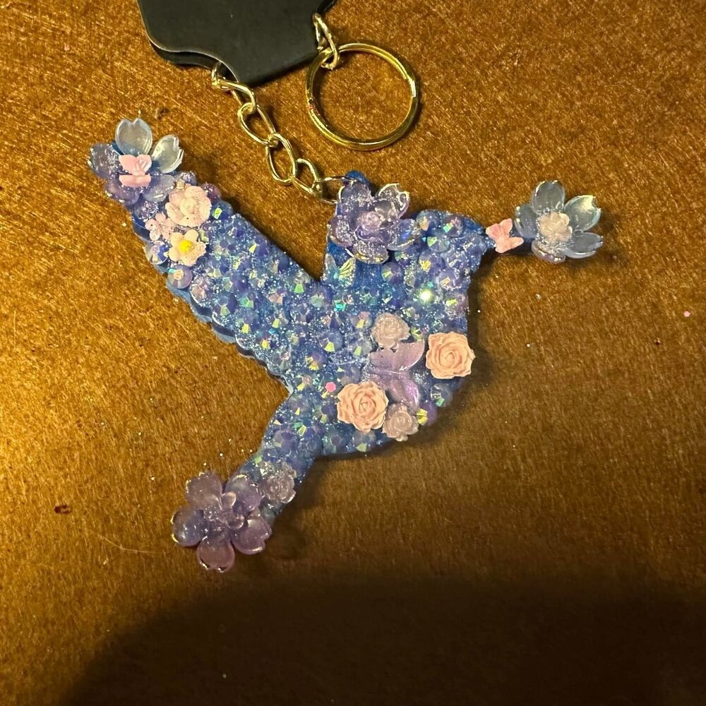 Blue hummingbird Key chain
